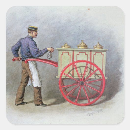 De ijsverkoper, 1895 vierkante sticker (Voorkant)