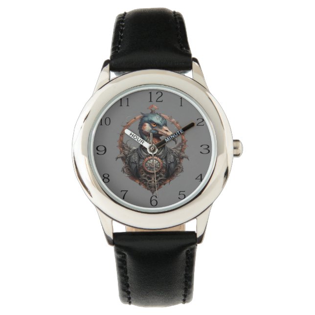 De ijzeren snavel: een steampunk ibis horloge (Voorkant)