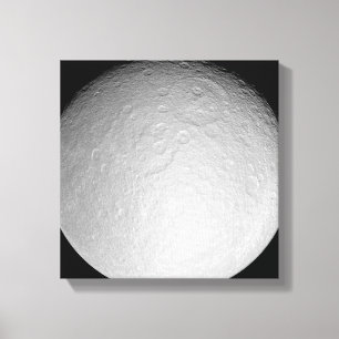 De ijzige maan van Saturnus Rhea Canvas Afdruk