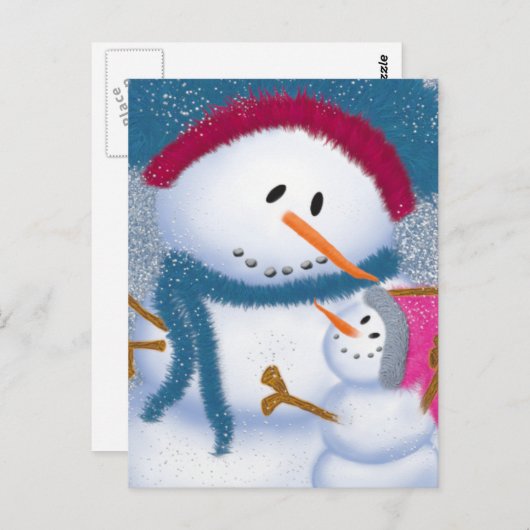 De illustratie Sneeuwmamma en Sneeuwmeisje Briefkaart (Voorkant / Achterkant)