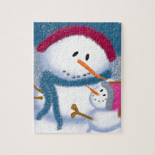 De illustratie Sneeuwmamma en Sneeuwmeisje Legpuzzel