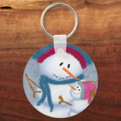 De illustratie Sneeuwmamma en Sneeuwmeisje Sleutelhanger (Voorkant)