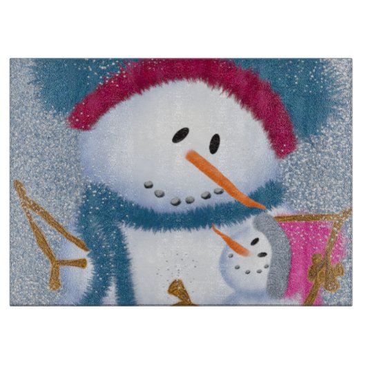 De illustratie Sneeuwmamma en Sneeuwmeisje Snijplank (Voorkant)