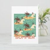 De illustratie Surfing Cartoon Feestdagenkaart (Staand voorkant)