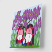 De illustratie van de Familie Ladybug Vierkante Klok (Hoek)