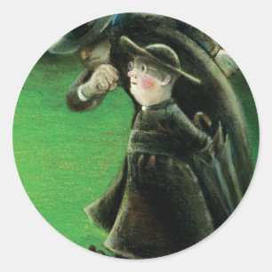 De illustratie van de vader-bruine lezer ronde sticker