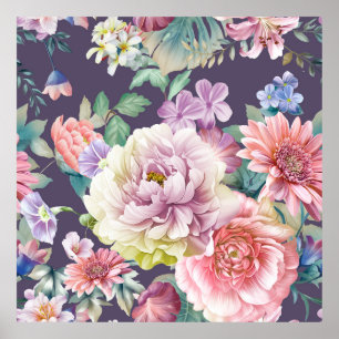 De illustratie van de waterverf van bloemen. Big S Poster