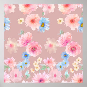 De illustratie van de waterverf van bloemen. Big S Poster