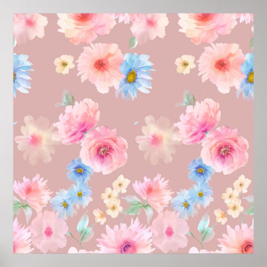 De illustratie van de waterverf van bloemen. Big S Poster (Voorkant)