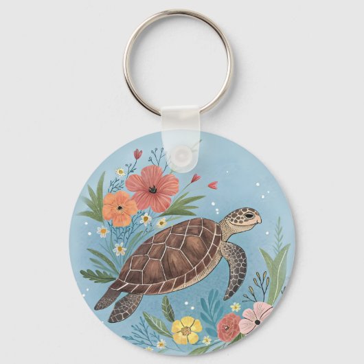De illustratie van een zeeschildpad sleutelhanger (Voorkant)
