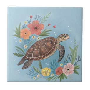 De illustratie van een zeeschildpad tegeltje