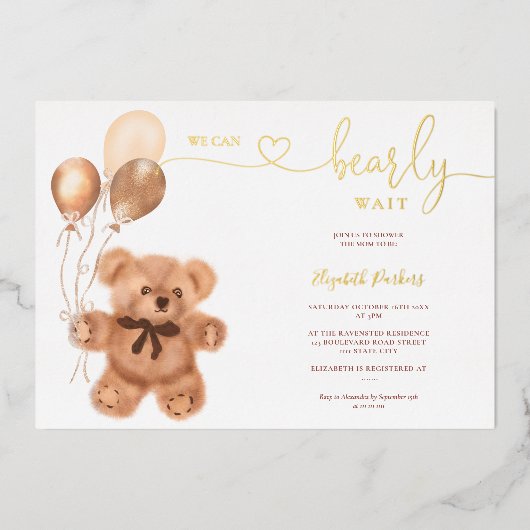 De illustratie van het beer van de klap wacht vroe folie uitnodiging (Voorkant)