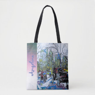 De illustratie van het Centrale Park NYC van de te Tote Bag