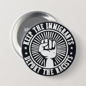de immigranten houden ronde button 7,6 cm (Voorkant /achterkant)