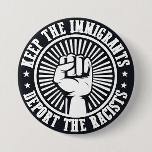 de immigranten houden ronde button 7,6 cm