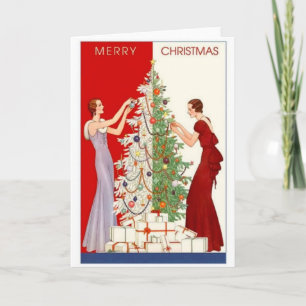 De in orde makende kaart van de vintage Kerstboom