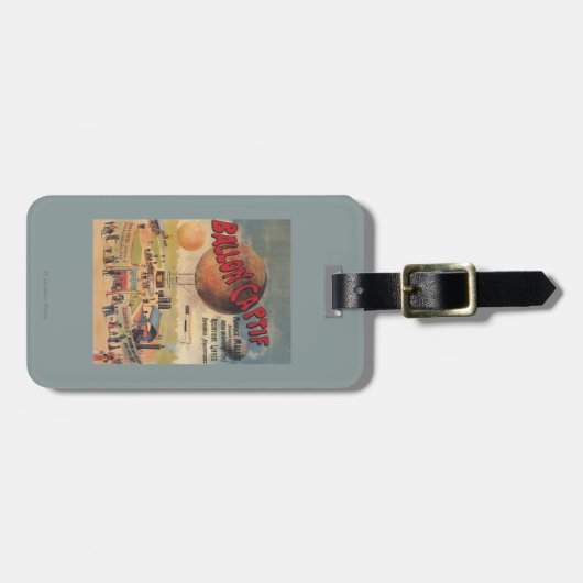 De in werking gestelde ballonverbindingen bij een  bagagelabel (Voorkant horizontaal)