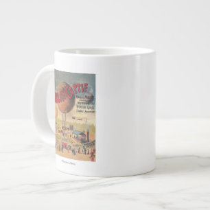 De in werking gestelde ballonverbindingen bij een  grote koffiekop