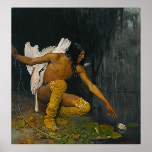 De Indiaan en de Lily George de Forest Brush Poster (Voorkant)