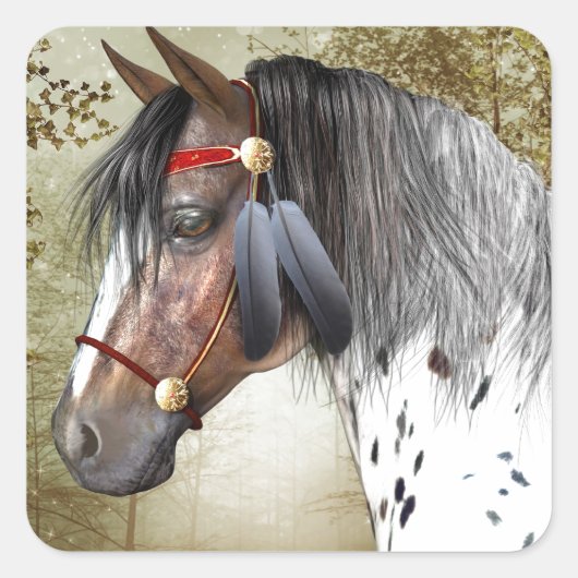 De Indiase Pony Vierkante Sticker (Voorkant)