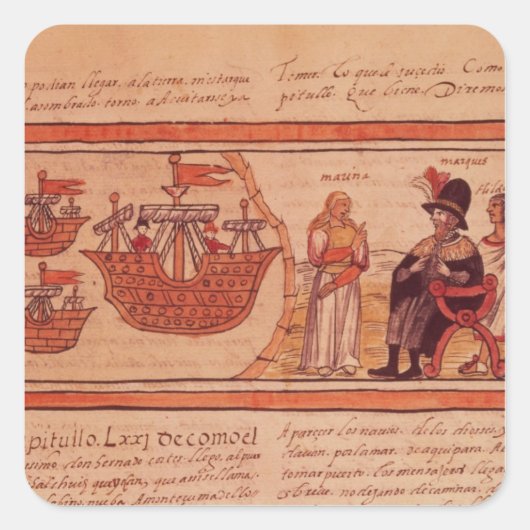De Indiase prinses Malinche of Dona Marina Vierkante Sticker (Voorkant)