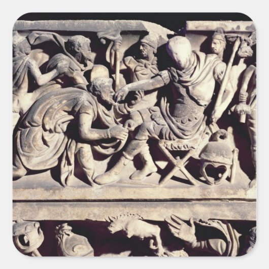 De indiening van een barbaars bij een Roman Vierkante Sticker (Voorkant)