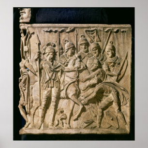 De indiening van een barbaars bij een Romeinse str Poster