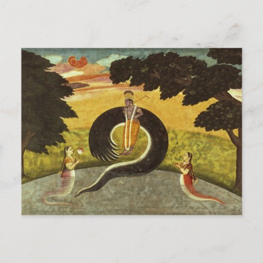 De indiening van Kaliya, Basohli, Pahari Briefkaart (Voorkant)