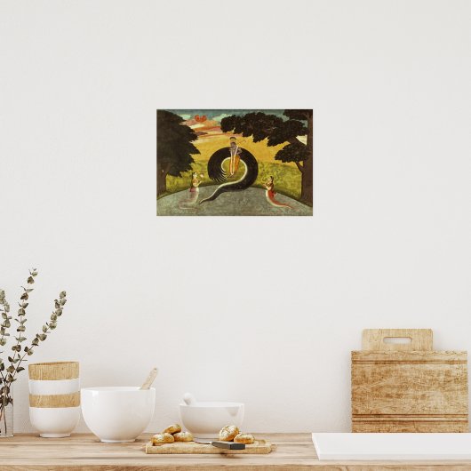 De indiening van Kaliya, Basohli, Pahari Poster (Keuken)