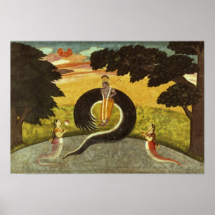 De indiening van Kaliya, Basohli, Pahari Poster