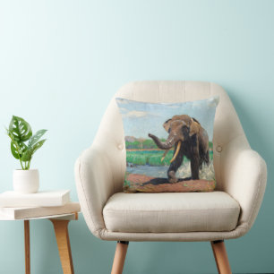 De Indische olifant bij een watergat - Wilhelm Kuh Kussen