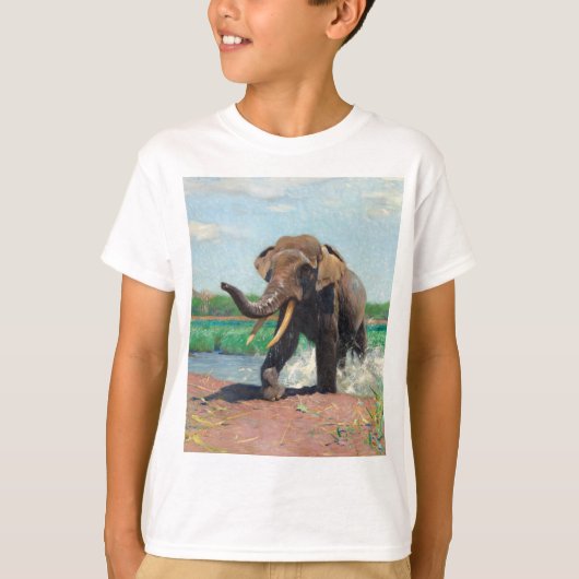 De Indische olifant bij een watergat - Wilhelm Kuh T-shirt (Voorkant)