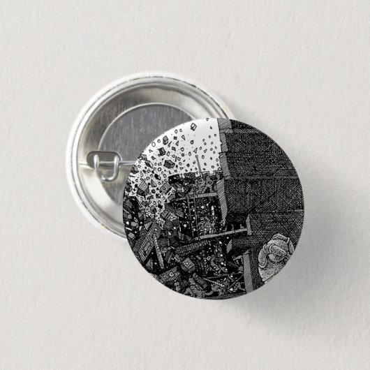 De ineenstorting ronde button 3,2 cm (Voorkant /achterkant)