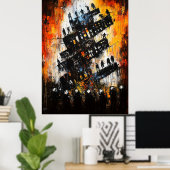 De ineenstorting van de orde – expressionistische  poster (Thuiskantoor)