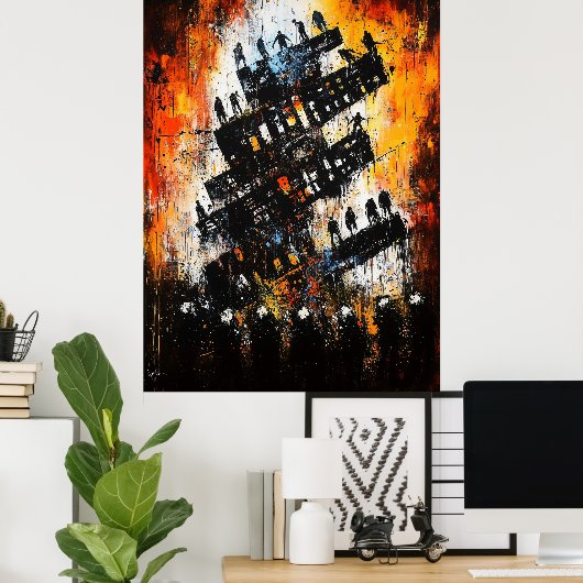 De ineenstorting van de orde – expressionistische  poster (Thuiskantoor)