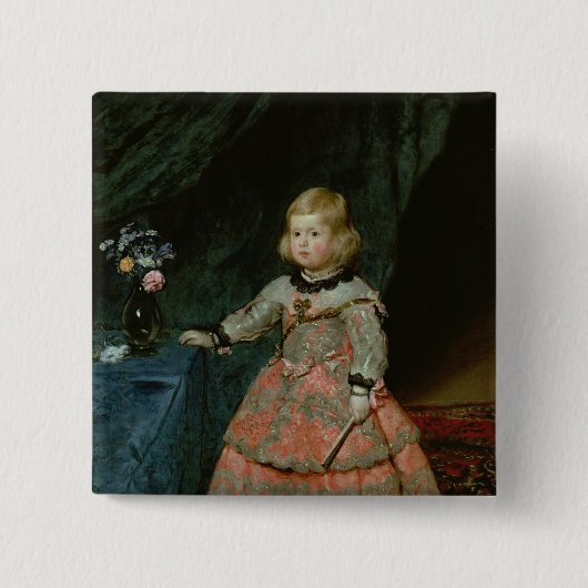 De Infanta Margarita Teresa Vierkante Button 5,1 Cm (Voorkant)