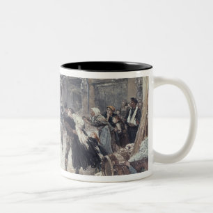 De ingang in Belfort van de Duitse bevelhebber Tweekleurige Koffiemok