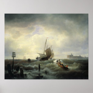 De ingang naar de haven van Hellestemsluys Poster