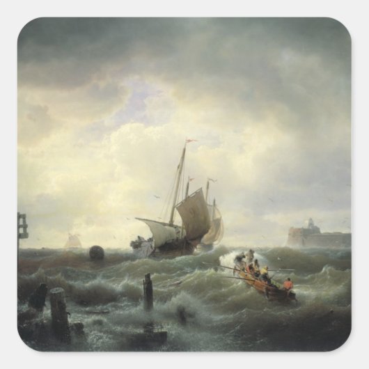 De ingang naar de haven van Hellestemsluys Vierkante Sticker (Voorkant)