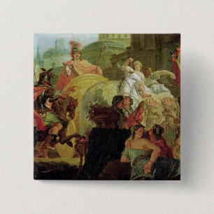 De ingang van Alexander de Grote Vierkante Button 5,1 Cm