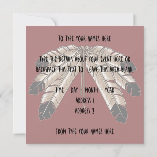 De inheemse Uitnodigingen Gepersonaliseerde (Achterkant)