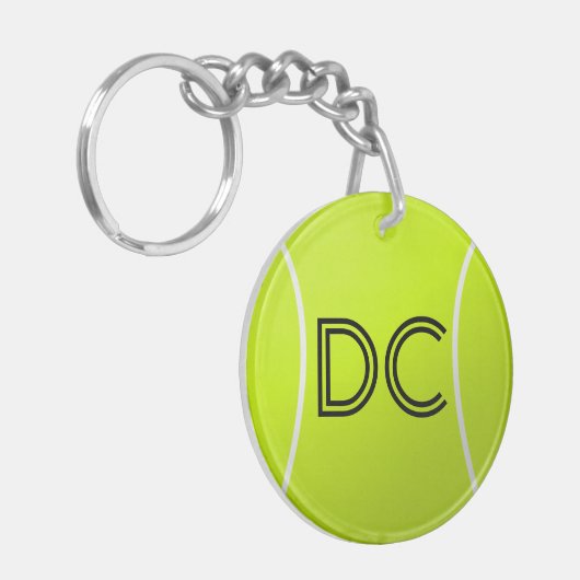 De Initialen van de Douane van de Bal van de Tenni Sleutelhanger (Voorkant Links)