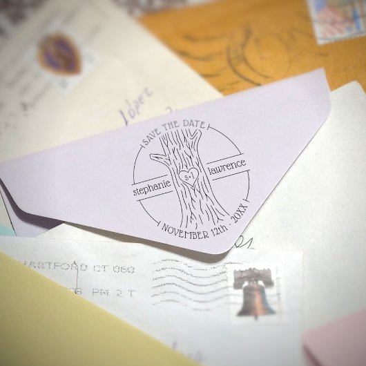 De Initialen van de paren van de boomstam sparen d Rubberstempel