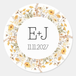 De initialen van het paar sticker wildflower bruil