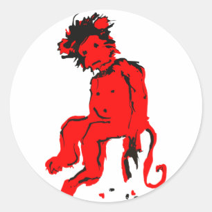 de inkt van de emoaap ronde sticker