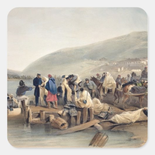 De inscheping van de Zieke bij Balaklava Vierkante Sticker (Voorkant)