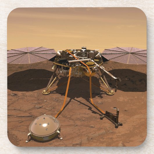 De Insight Lander opererend op het oppervlak van M Bier Onderzetter (Voorkant)