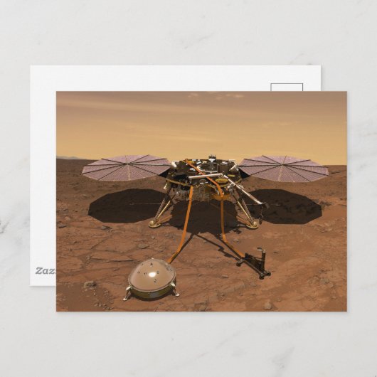 De Insight Lander opererend op het oppervlak van M Briefkaart (Voorkant / Achterkant)