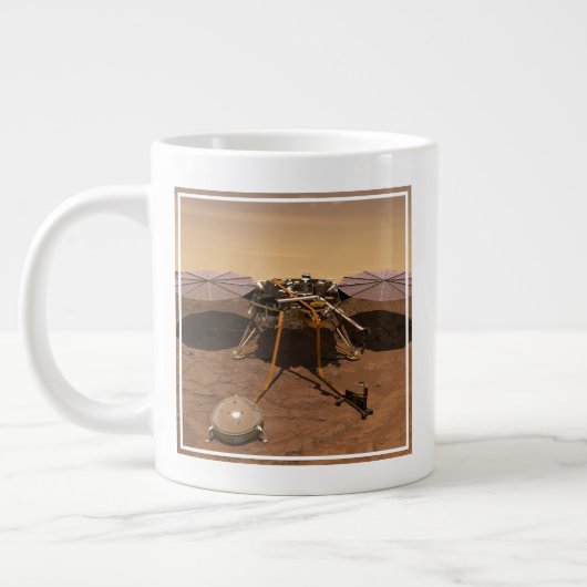 De Insight Lander opererend op het oppervlak van M Grote Koffiekop (Links)