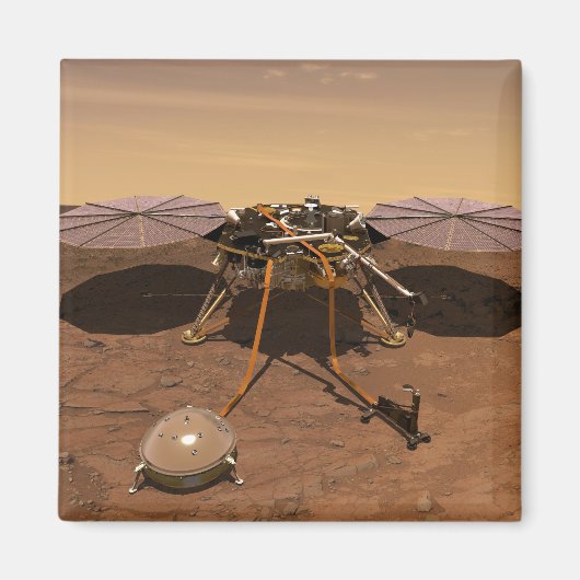 De Insight Lander opererend op het oppervlak van M Magneet (Voorkant)